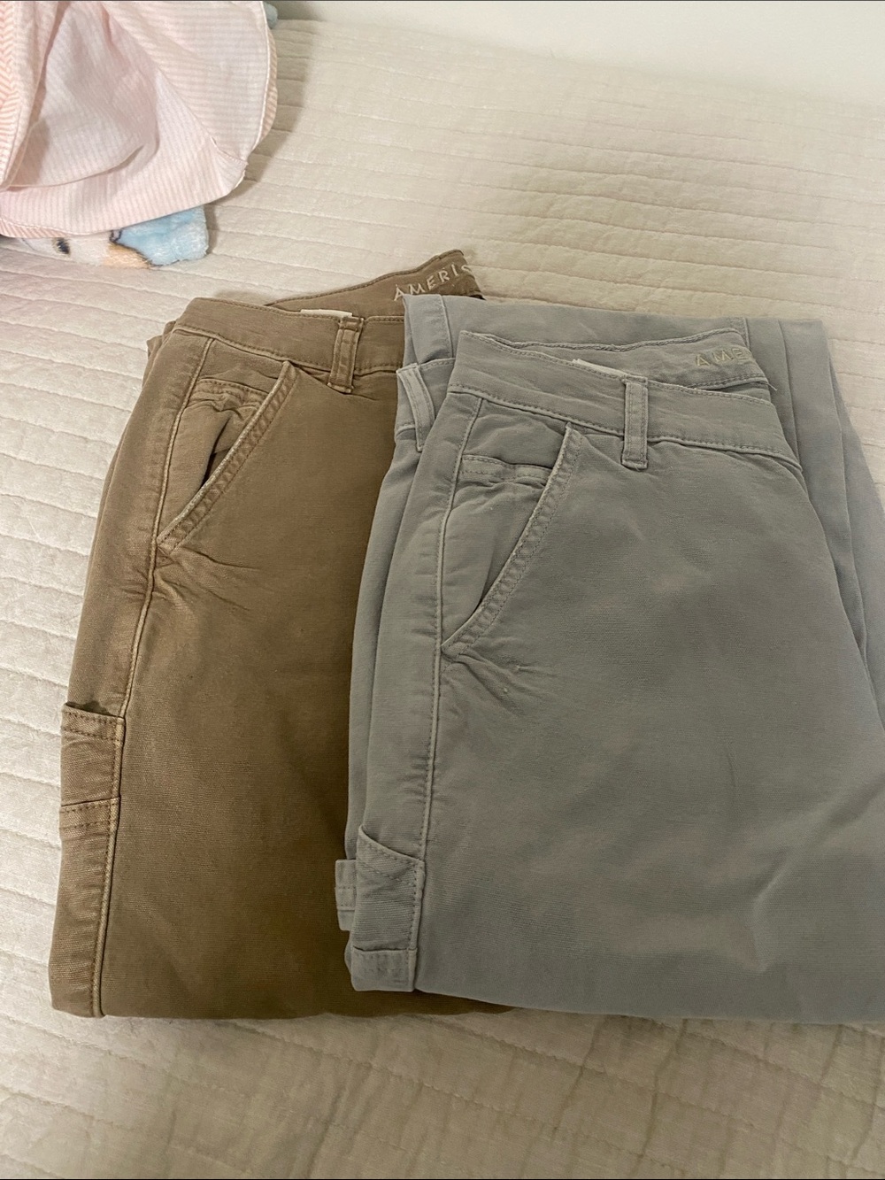 American Eagle Outfitters Light Gray and Khaki Pants Duo